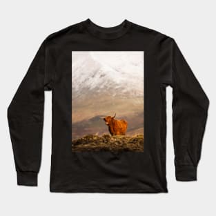 A Ginger Highland Cow in Winter Wonderland Long Sleeve T-Shirt